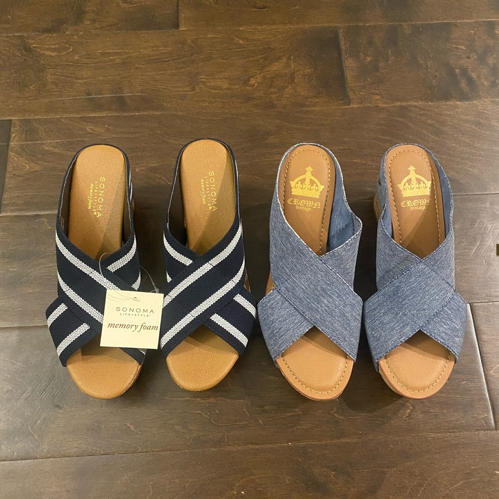 Wedge slip on sandals